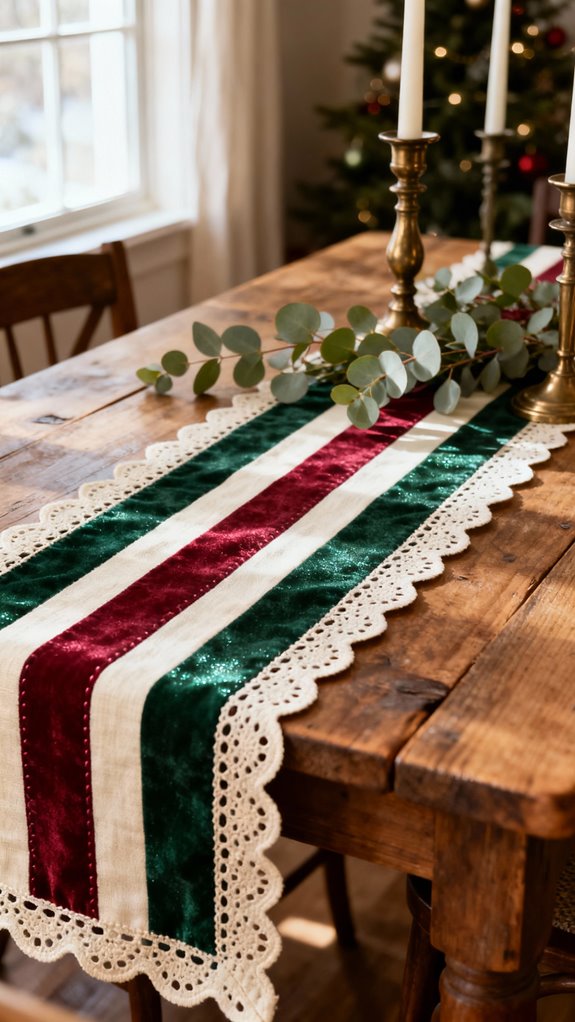 diagonal striped crochet runner