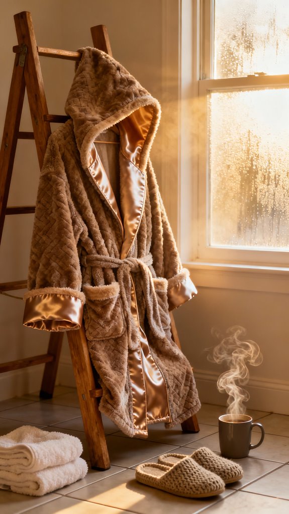 double layered hooded bathrobe