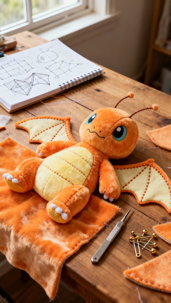 dragonite plush sewing pattern