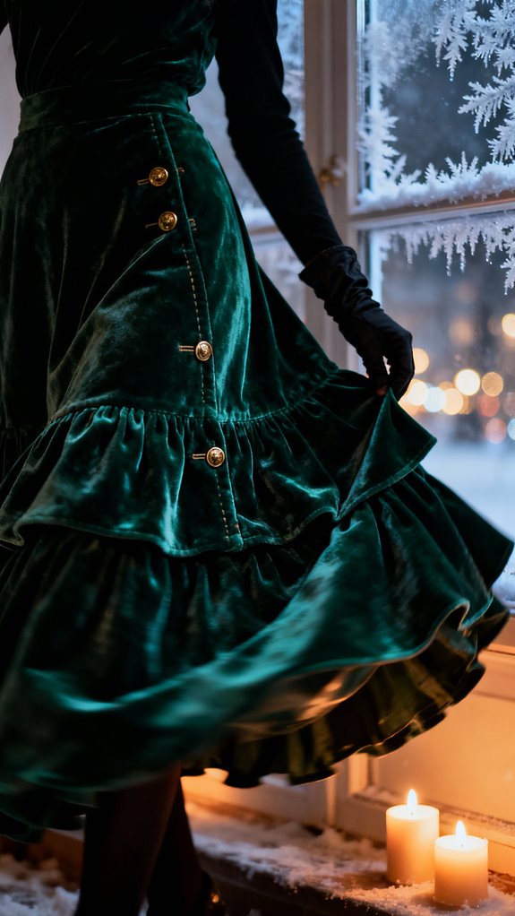 dramatic velvet tiered skirt