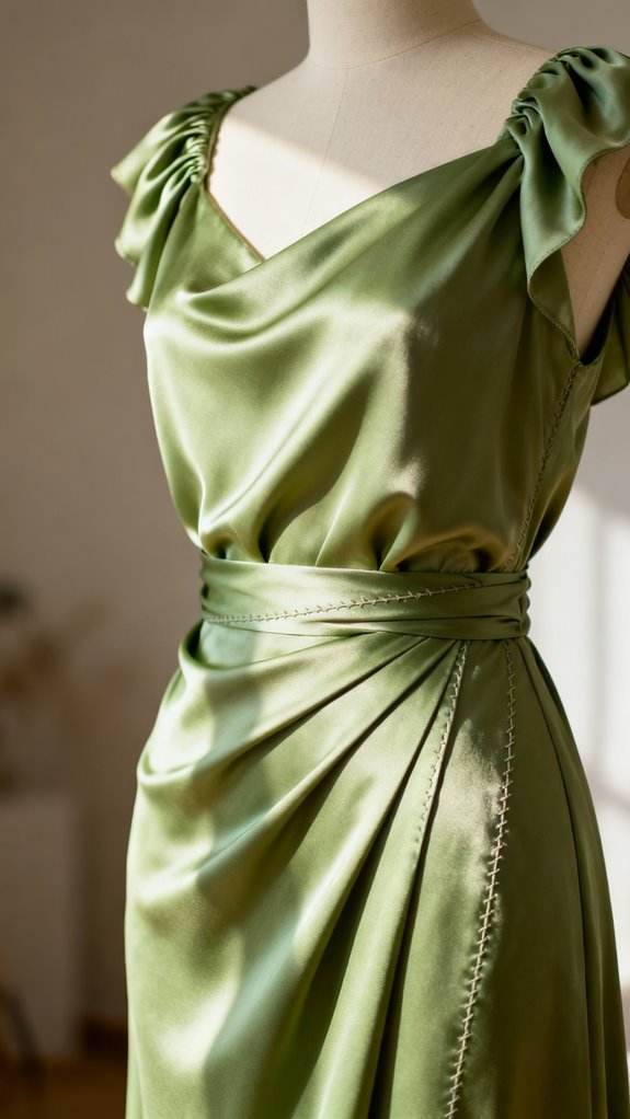 draped pistachio green dress