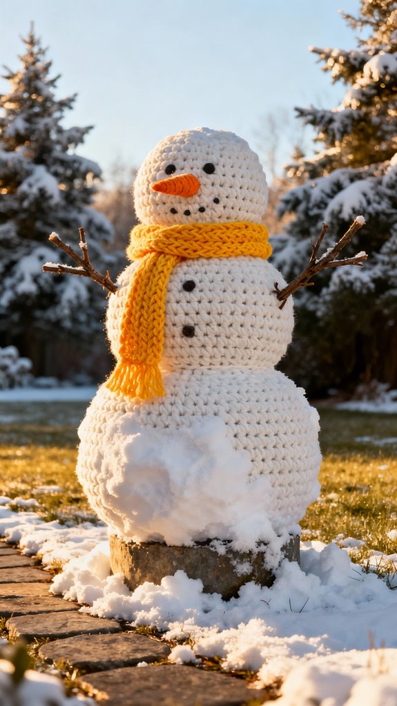 durable outdoor crochet snowman