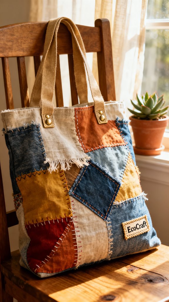 eco friendly patchwork tote creation