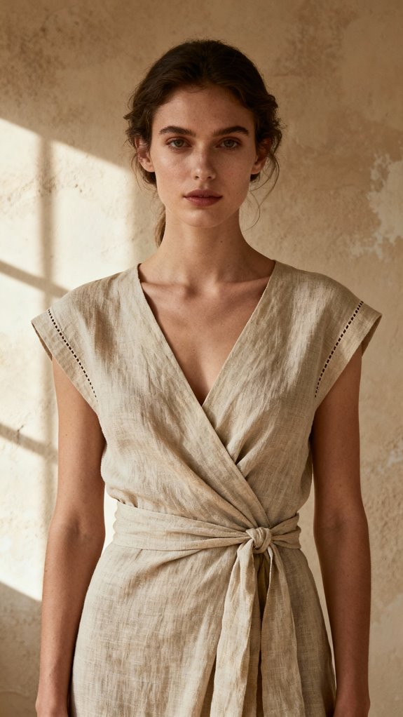 elegant crossover v neck dress