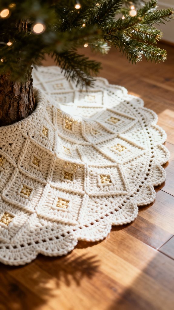 elegant diamond pattern tree skirt
