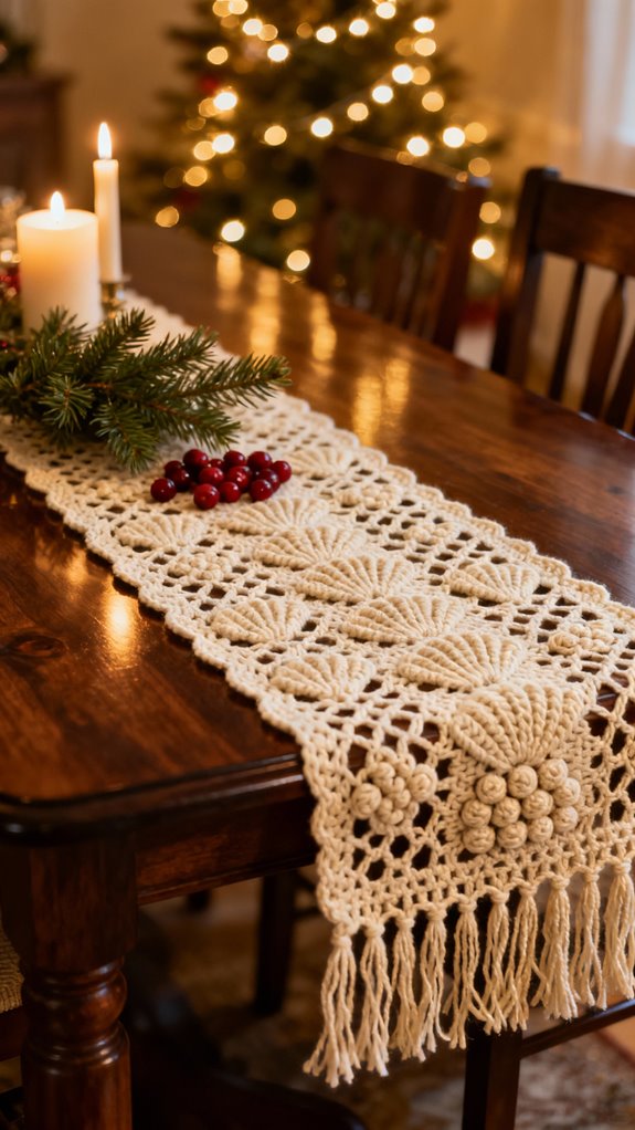 elegant fringe crochet runner