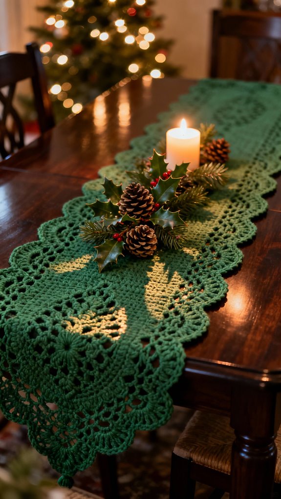 elegant green scalloped runner