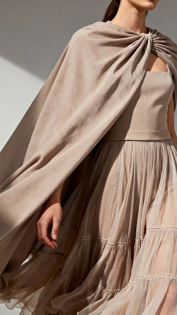 elegant layered cape dress