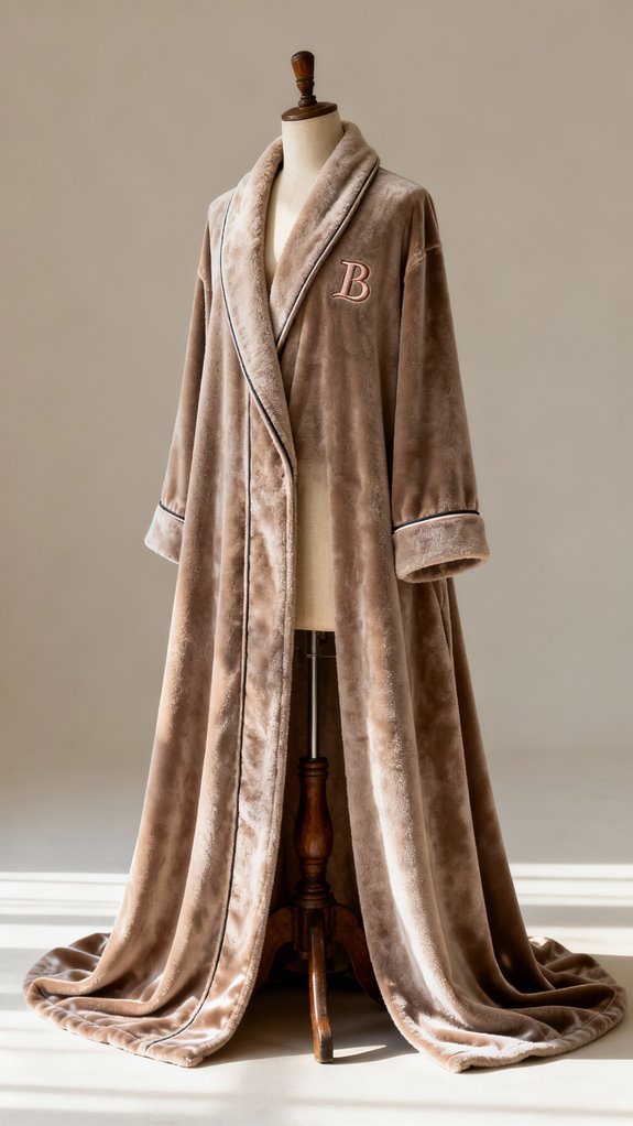 elegant monogrammed ankle length robe