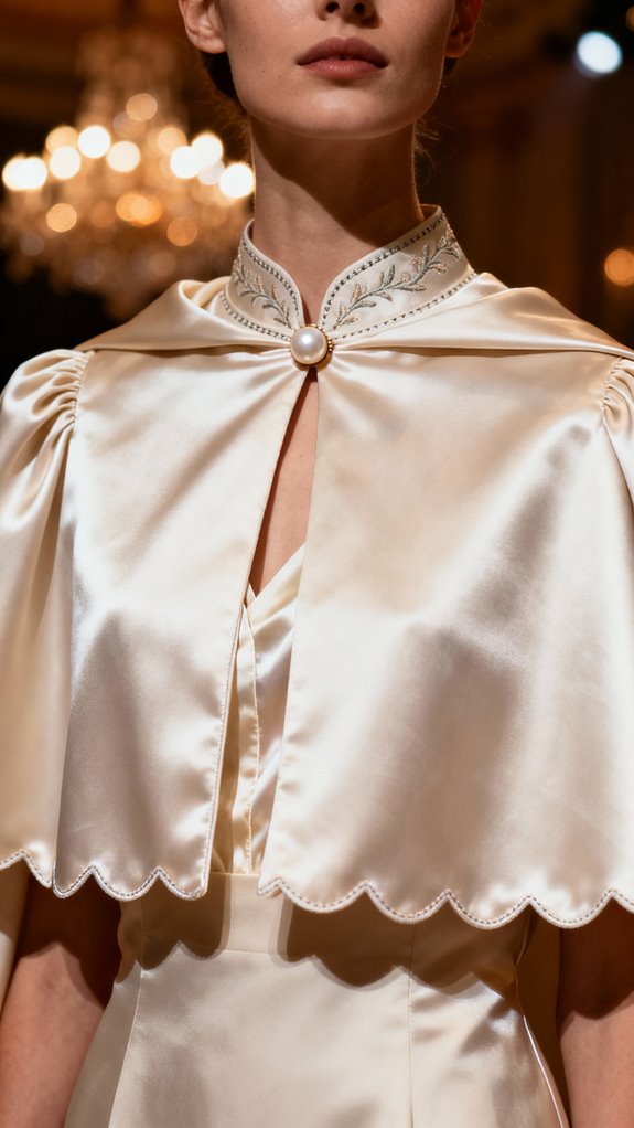 elegant satin capelet construction