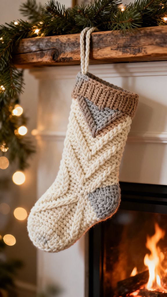 elegant striped crochet stocking