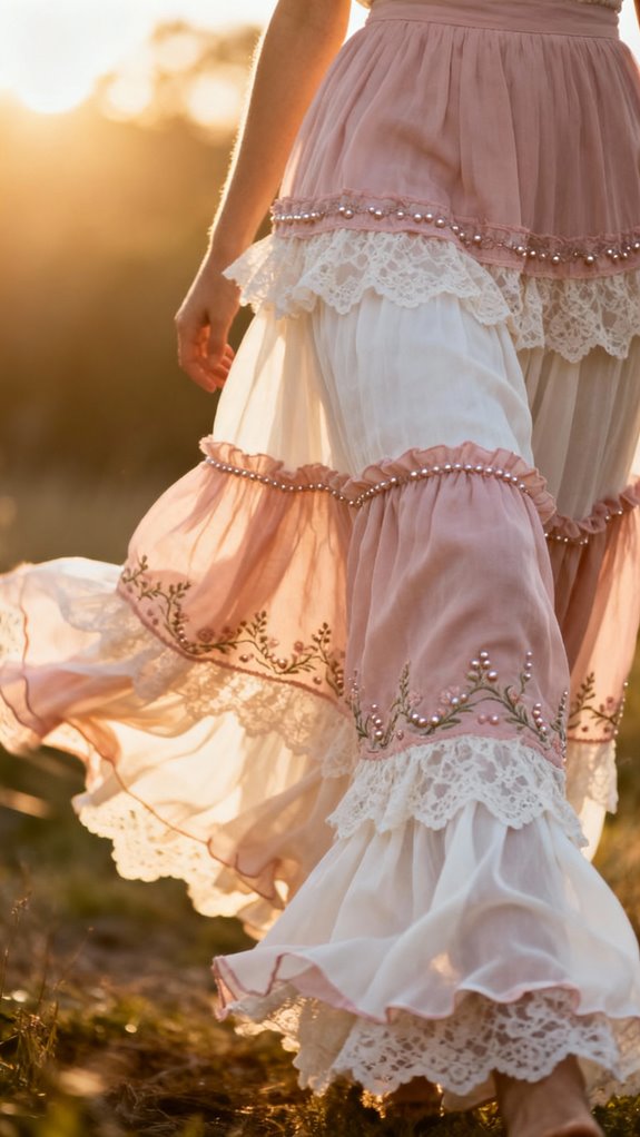 elegant tiered maxi skirt