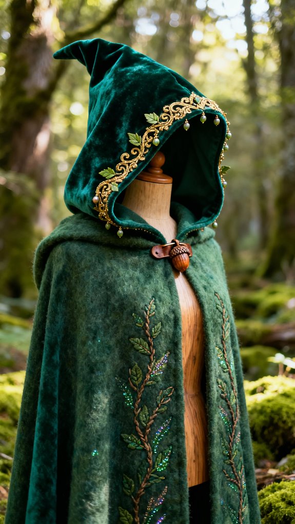 elf themed cloak design details