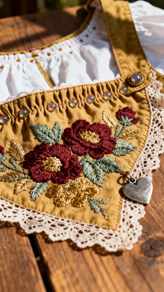 embellished apron with embroidery