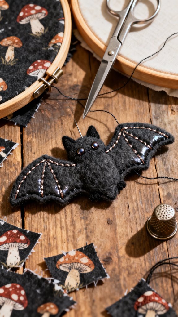 embroidered bat motif projects