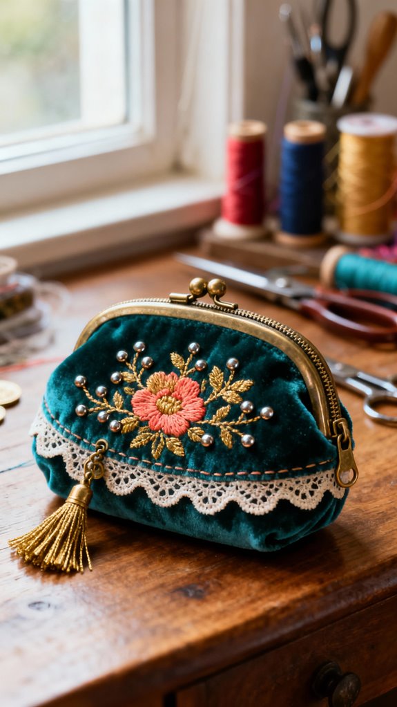 embroidered coin purse design