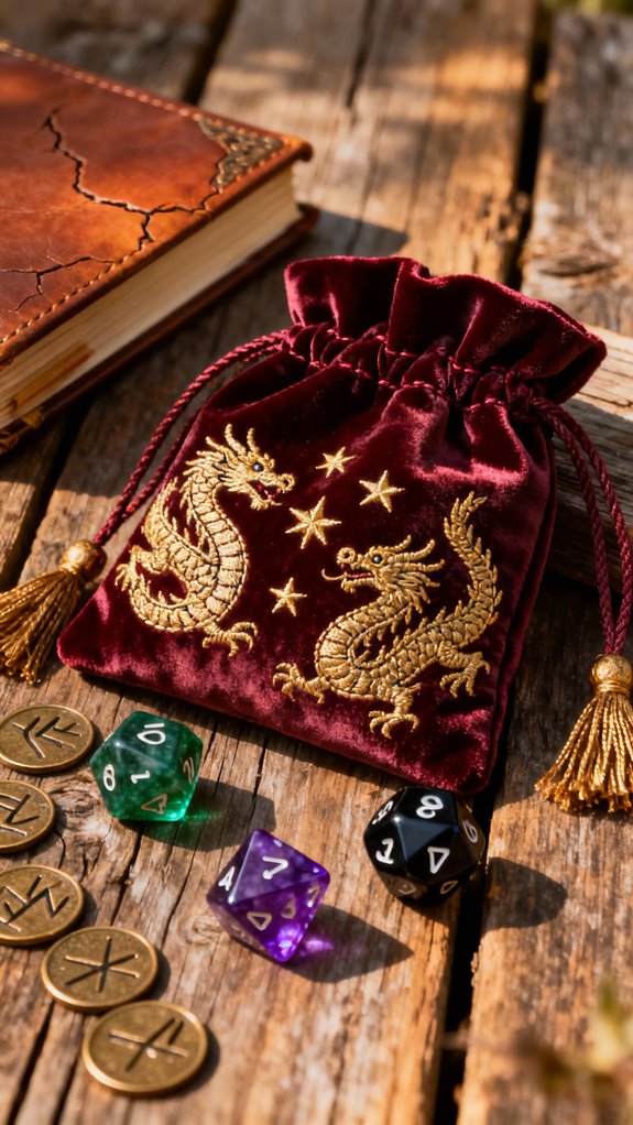 embroidered fantasy dice bag