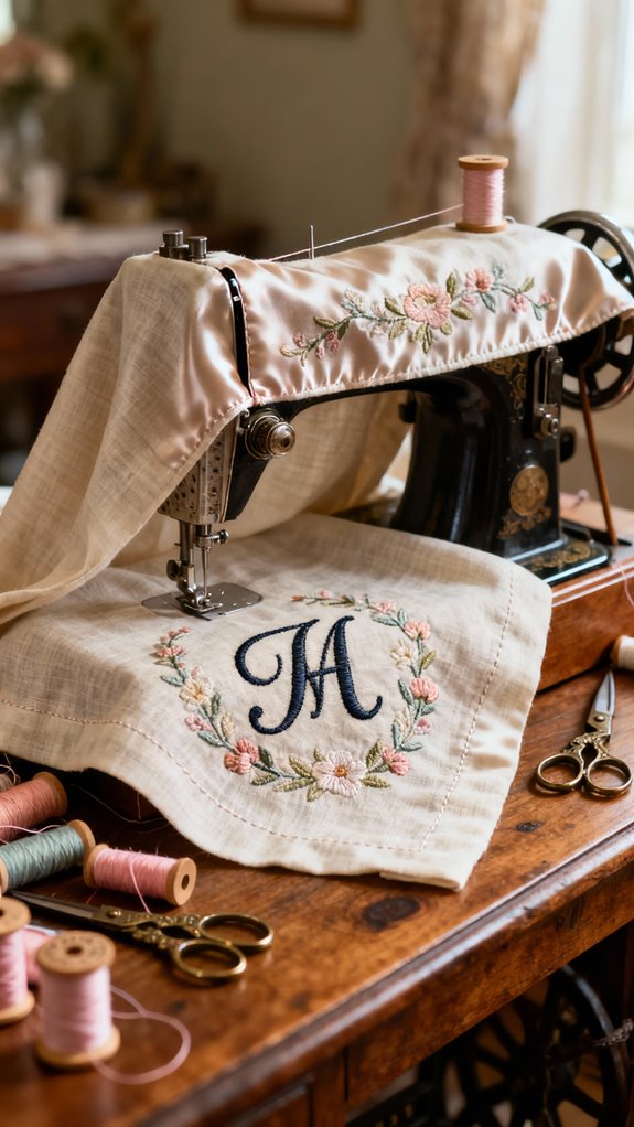 embroidered monogram sewing cover