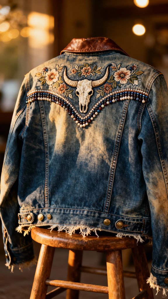 embroidered western denim jacket