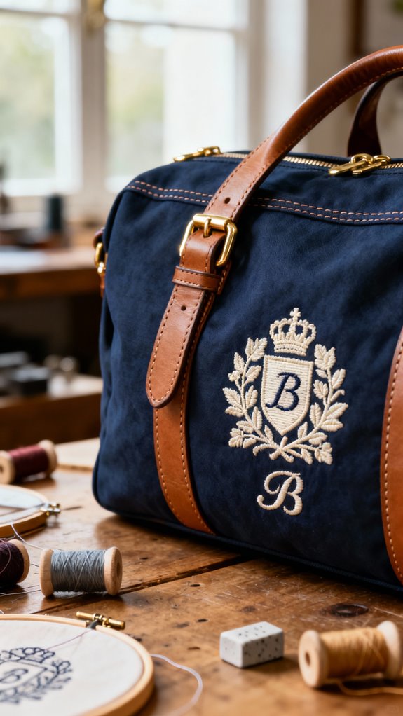 embroidery enhances personalized duffle