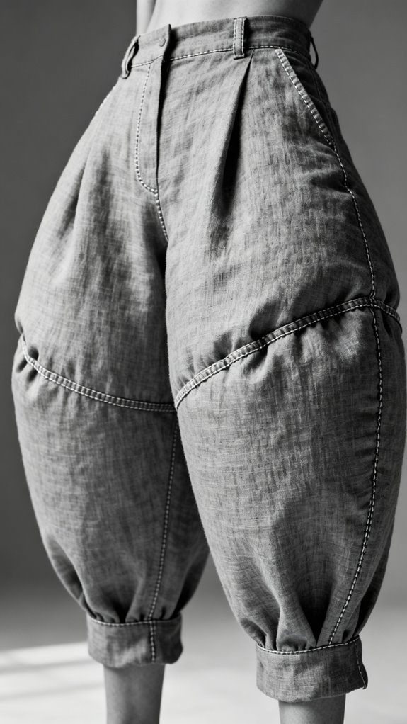 exaggerated barrel pants construction