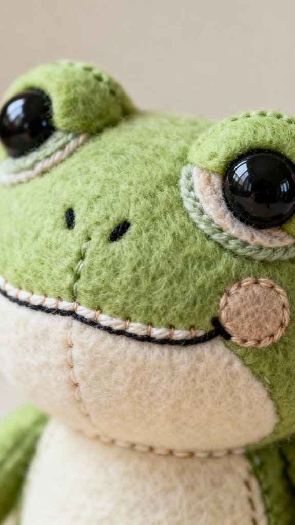 expressive felt frog faces