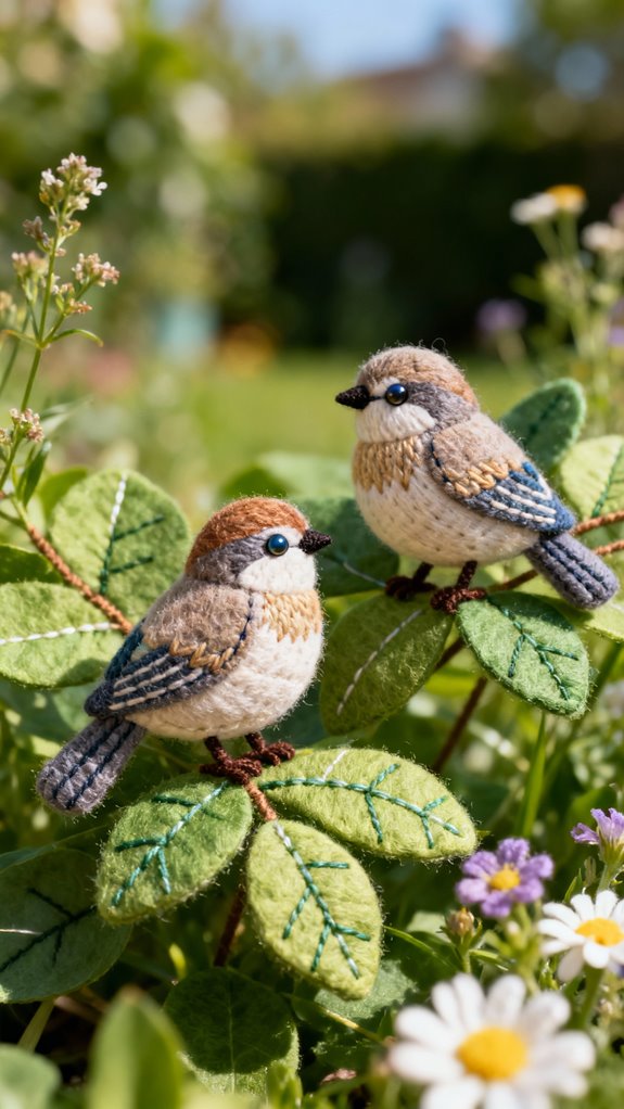 fabric birds with nature