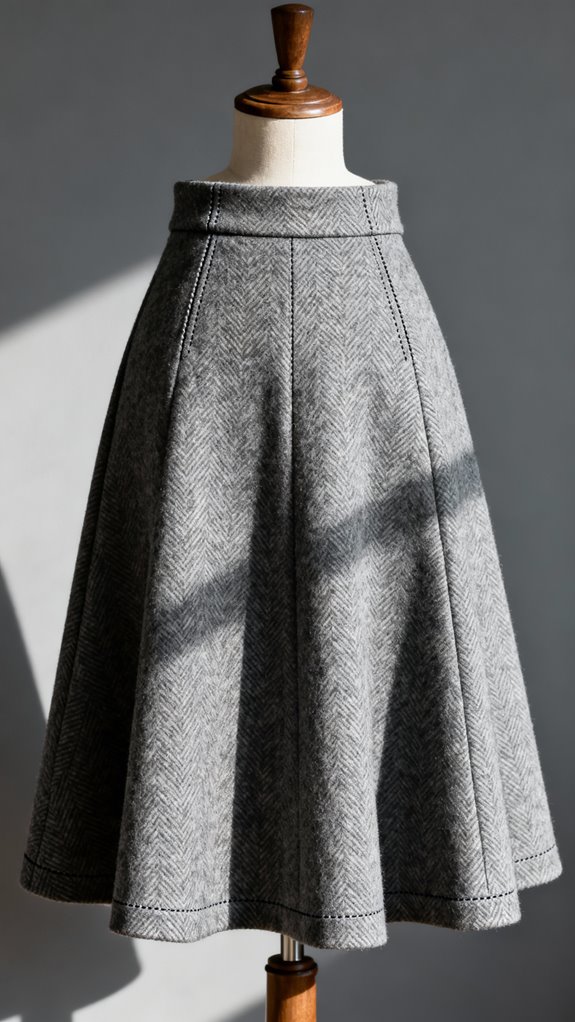 faced hem wool skirt