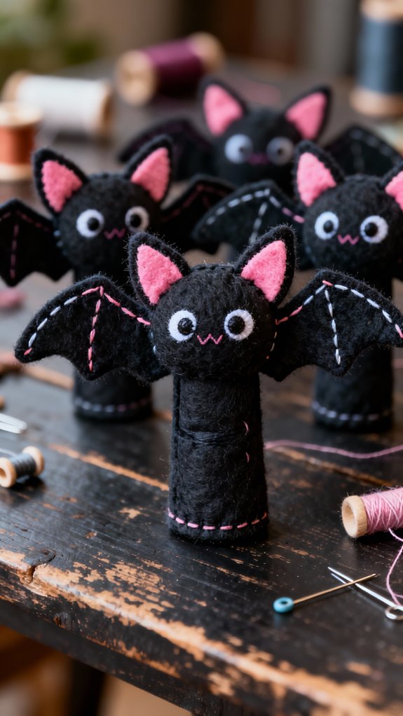 felt bat finger puppets