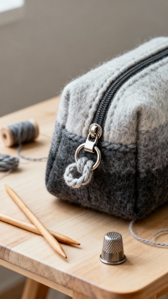 felted wool toiletry bag