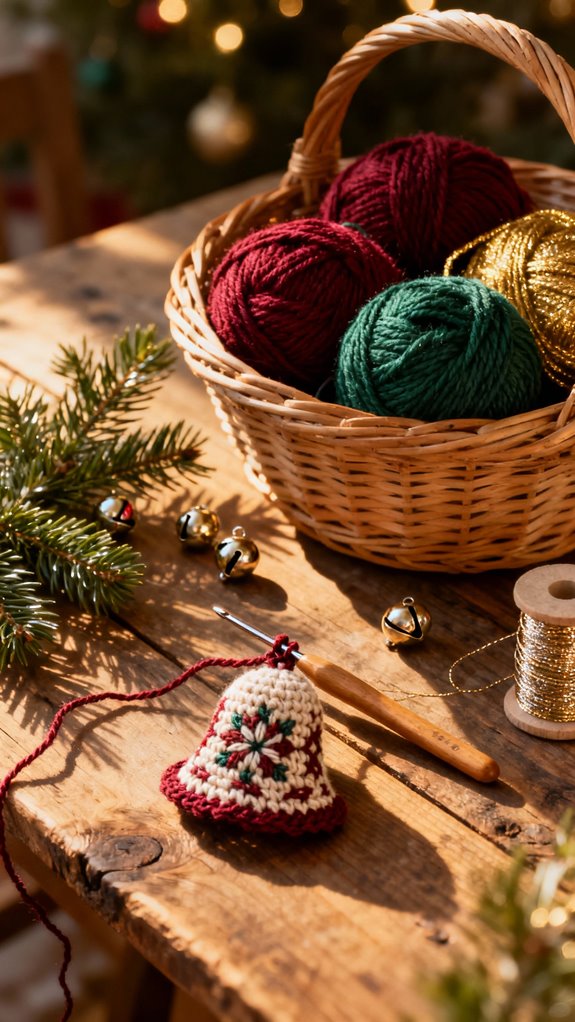festive bells crochet basket