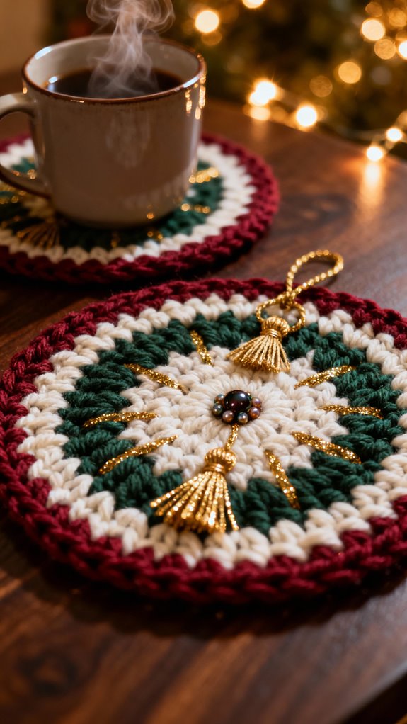 festive functional crochet coasters