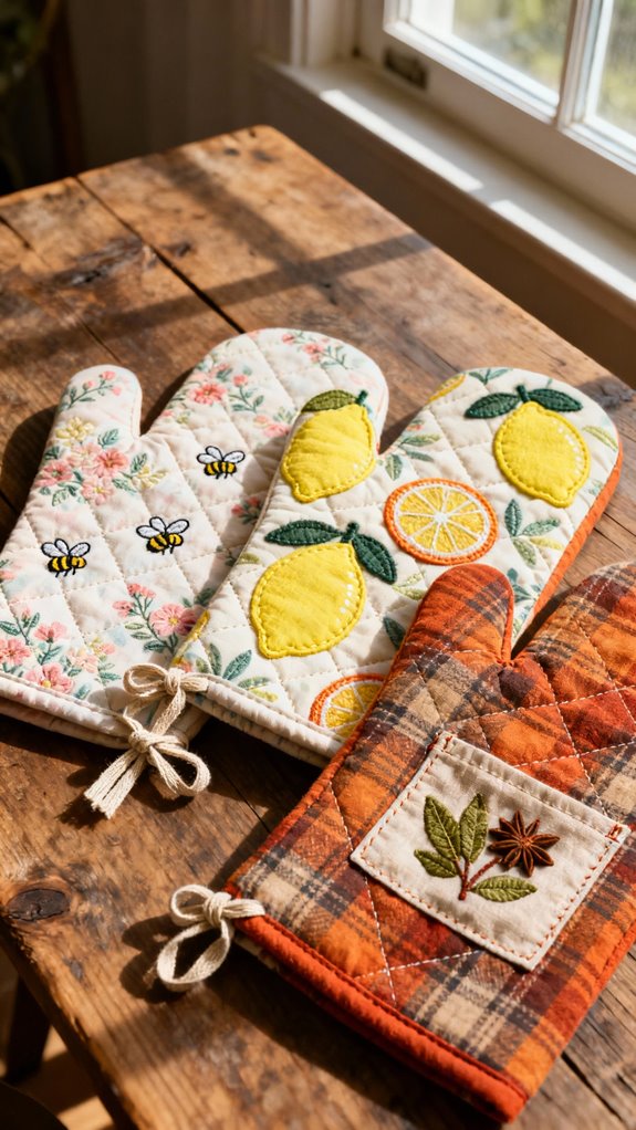 festive seasonal oven mitts