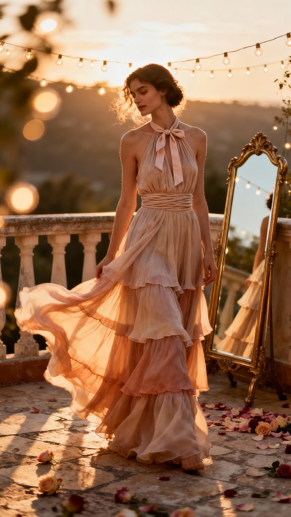forgiving tiered halter maxi