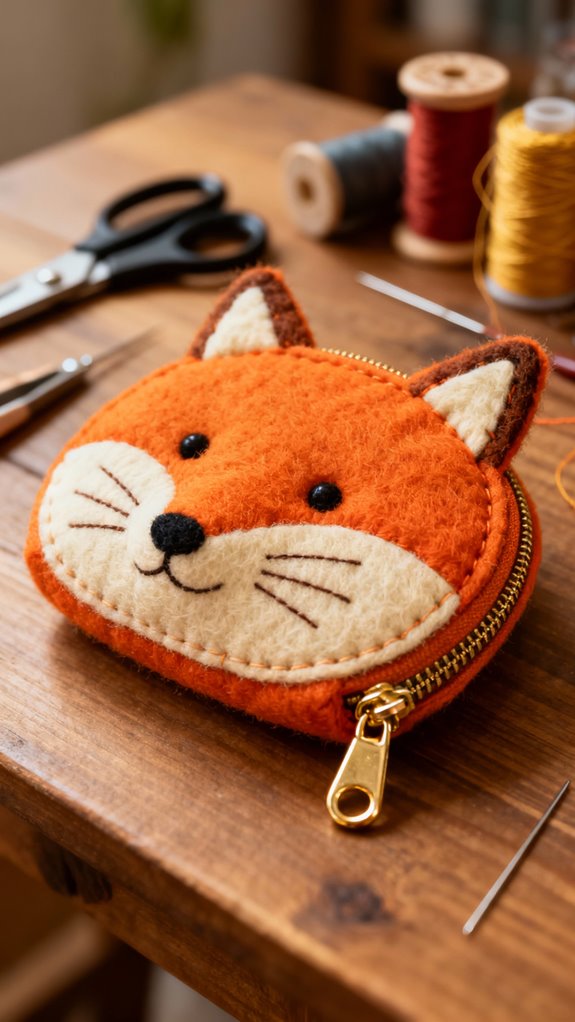 fox face zippered pouch