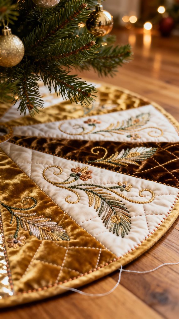 free motion quilted tree skirt