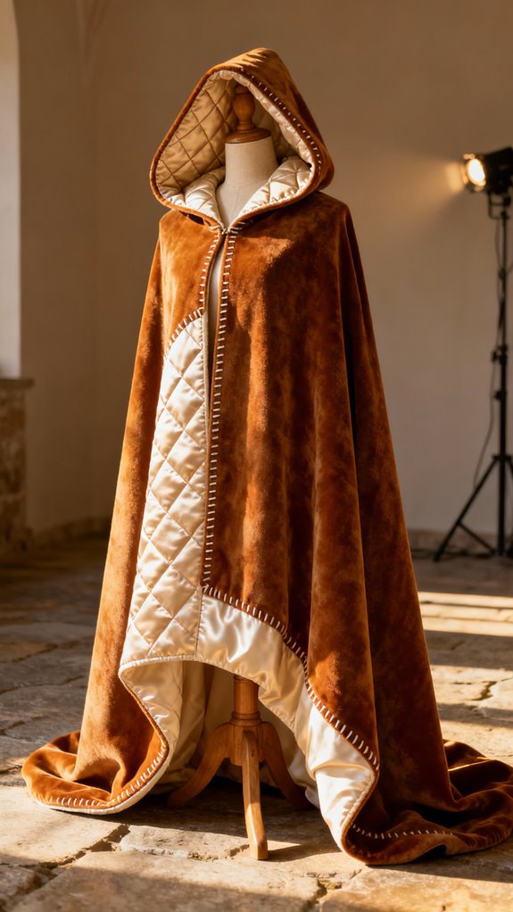fully lined hooded cloak