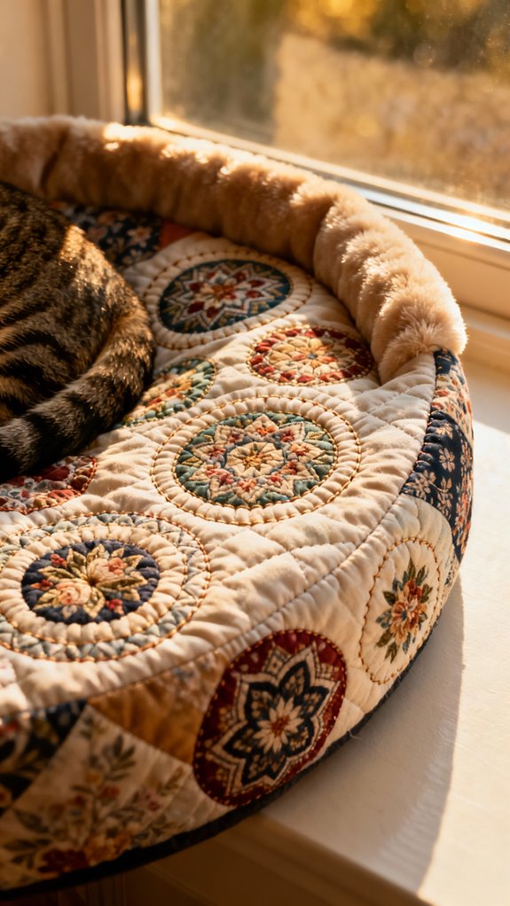 fussy cut patchwork cat bed