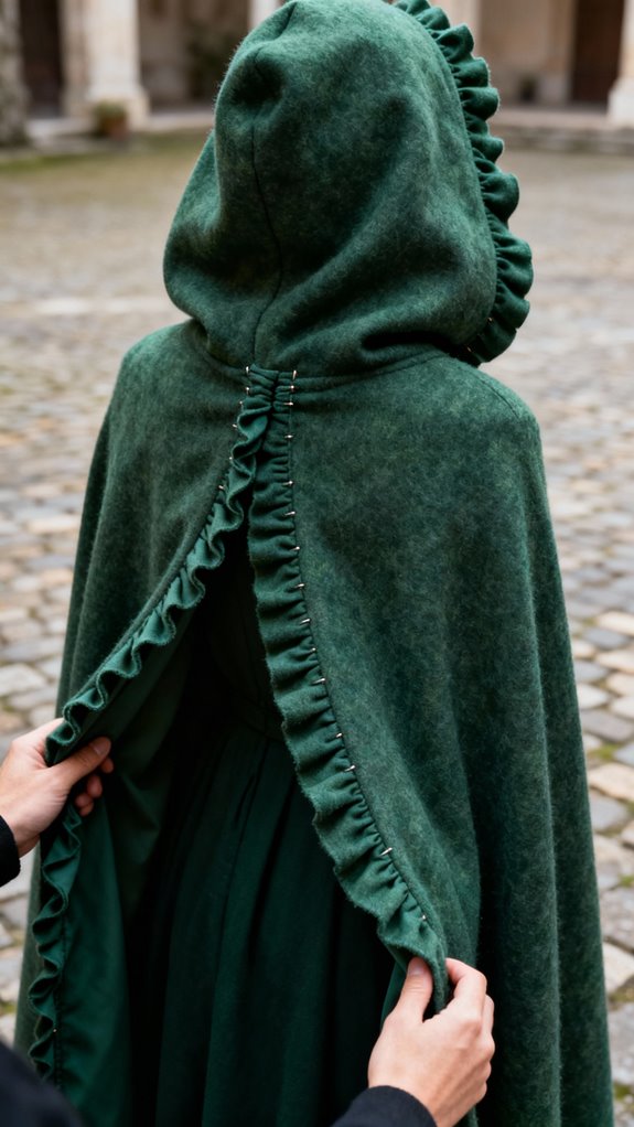 gathered cloaks with ruffles