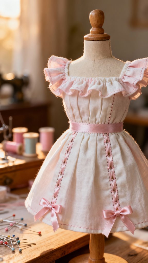 gathered ruffles with ribbon