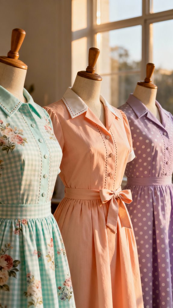 gathered waist vintage day dresses