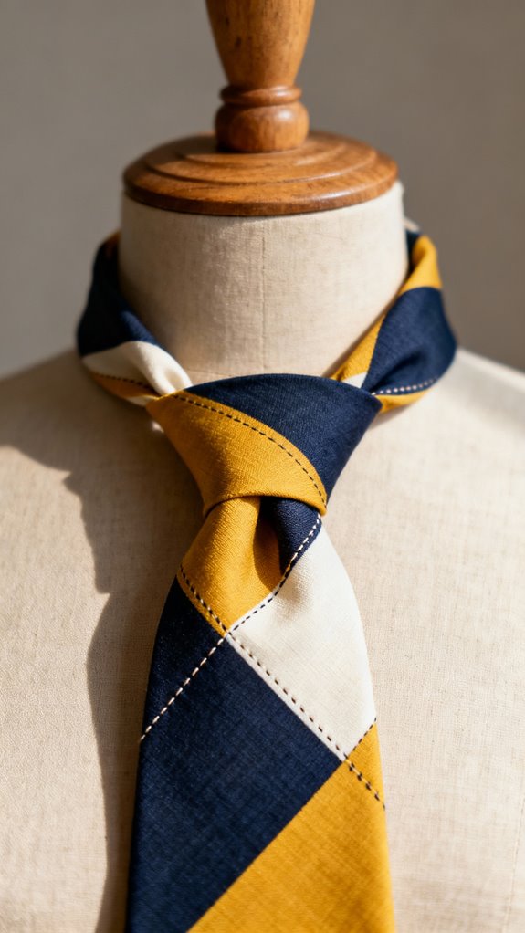 geometric print tie sewing