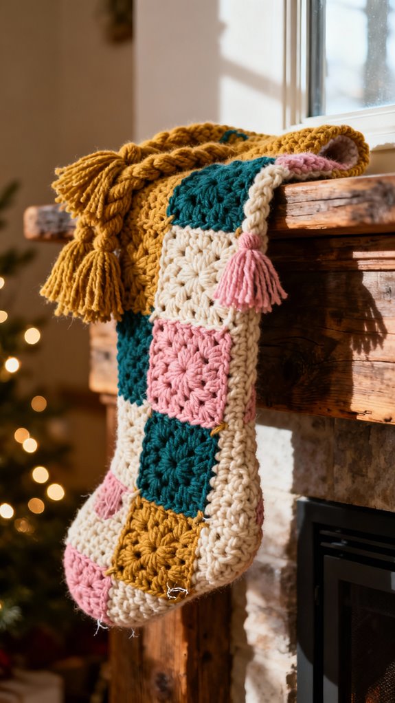 granny square christmas stocking