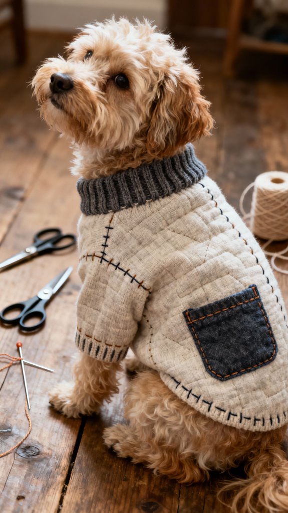 hand sewn cozy dog sweater