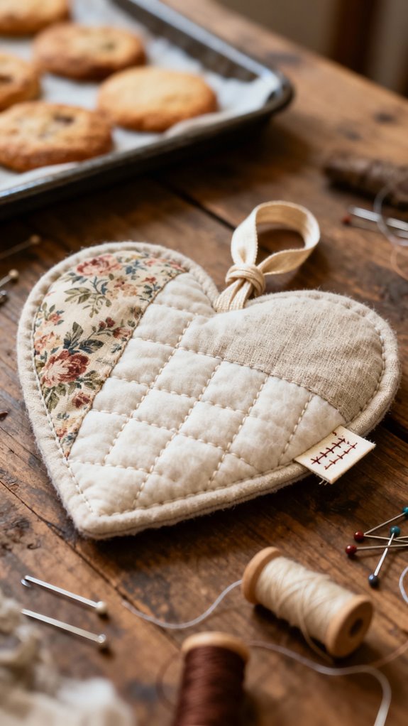 handmade heart shaped pot holder
