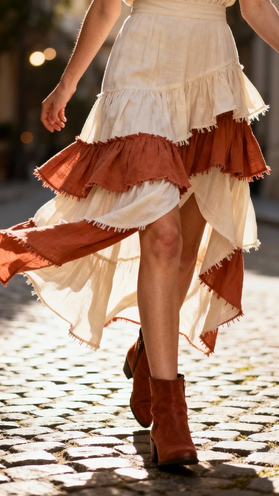 high low tiered skirt design