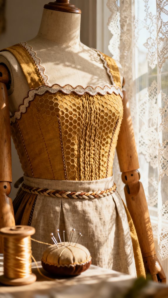 honeycomb smocked dirndl apron