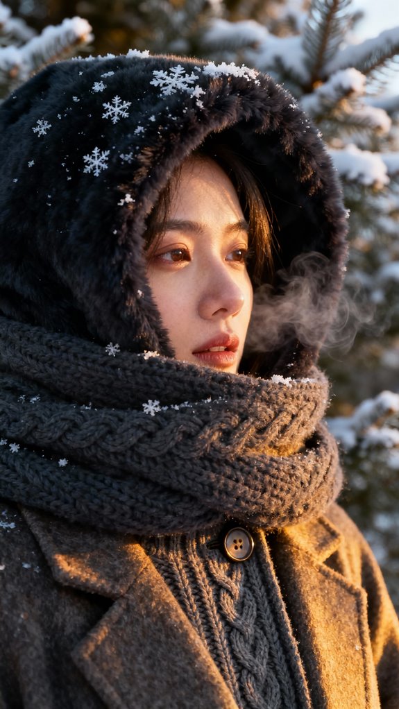 hooded scarf for winter protection