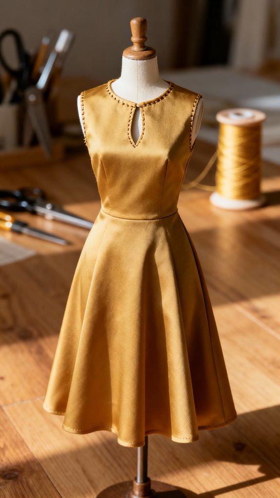 keyhole neckline a line dress