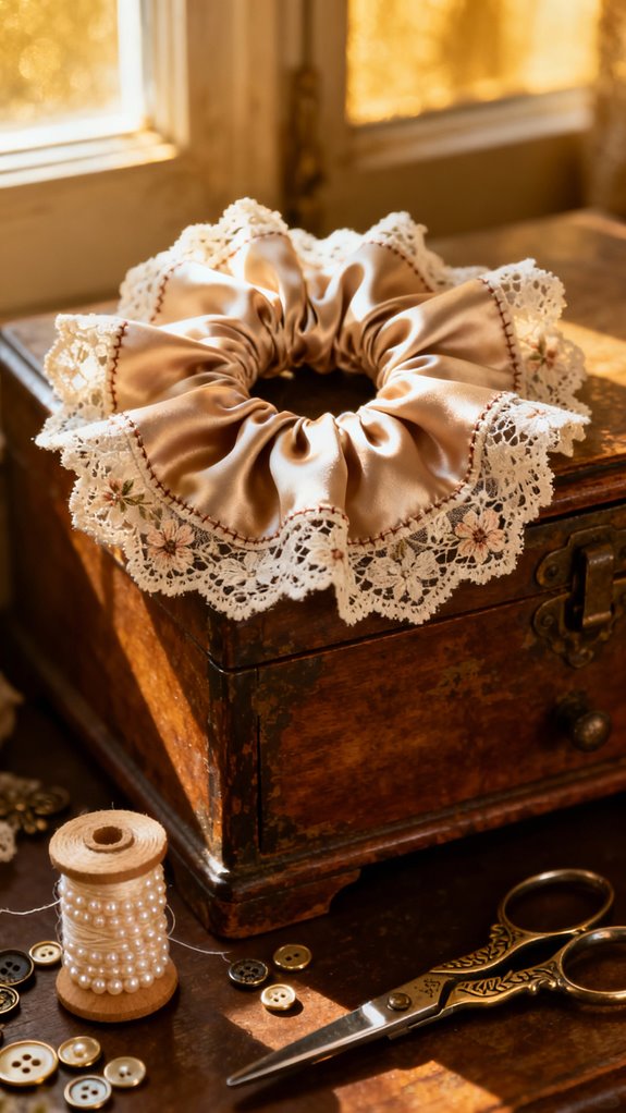 lace trimmed vintage scrunchies